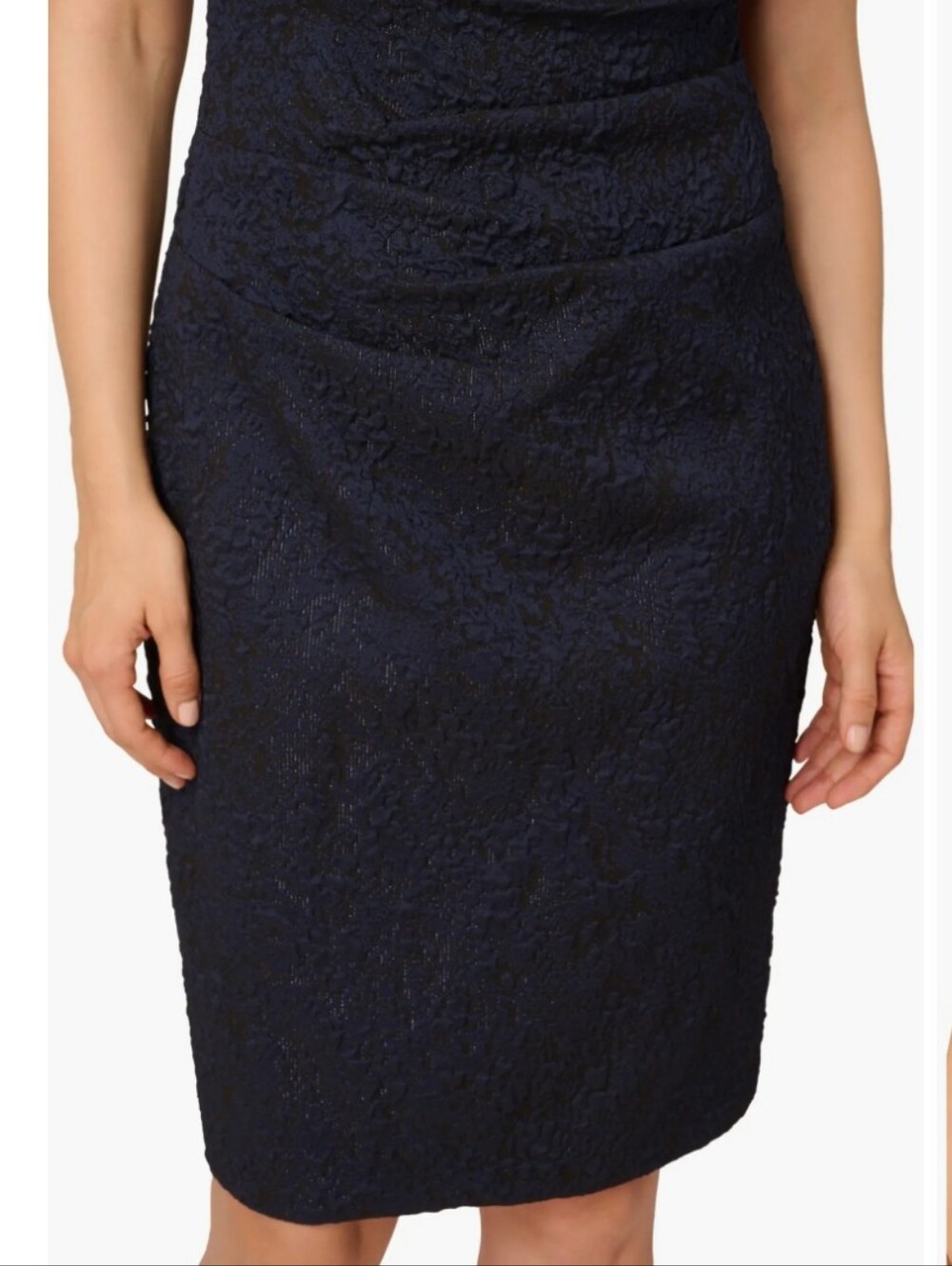 Adrianna Papell Dark Blue Brocade Sheath Dress - Picture 10 of 15